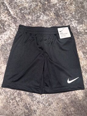 Nike Boys Black Athletic Shorts with White Swoosh